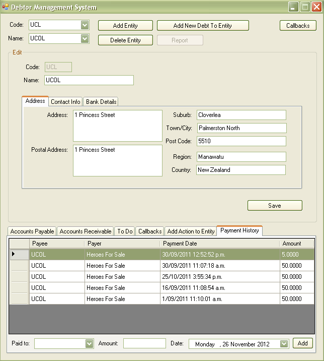 Screenshot of application